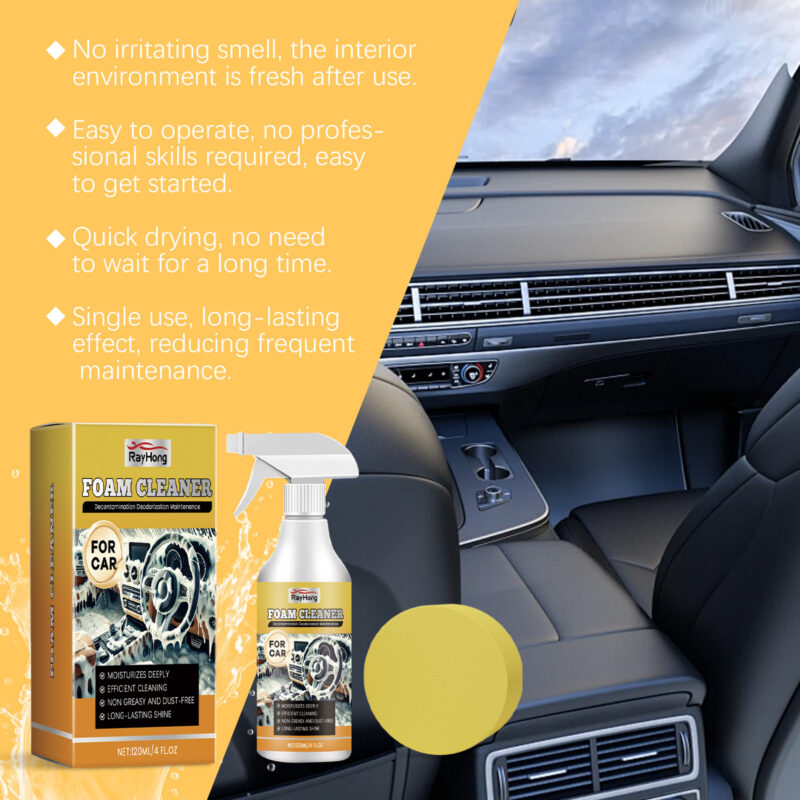 Rayhong Multi-Purpose Foam Cleaner: Fast-Acting Car Interior Cleaner, Safe Surface Care - Image 3